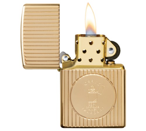 Зажигалка ZIPPO Armor® Founder's Day с покрытием Gold Plate, латунь/сталь, золотистая, 38x13x57 мм