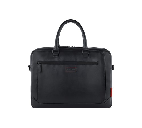Портфель мужской BUGATTI Clark, чёрный, воловья кожа/полиэстер, 40х9,5х29 см, 10 л