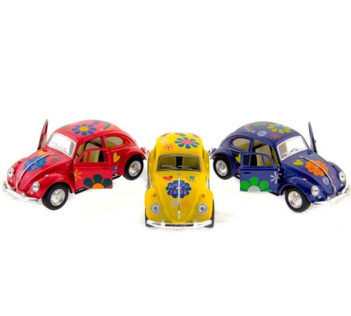 Машина Kinsmart 1967 Volkswagen Classical Beetle with printing инерция (1/12шт.) 1:32 б/к
