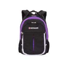 Рюкзак WENGER, чёрный/фиолетовый/серебристый, полиэстер 600D, 32х15х45 см, 22 л