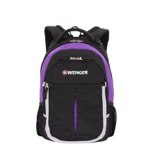 Рюкзак WENGER, чёрный/фиолетовый/серебристый, полиэстер 600D, 32х15х45 см, 22 л