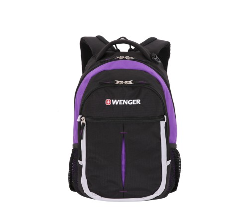 Рюкзак WENGER, чёрный/фиолетовый/серебристый, полиэстер 600D, 32х15х45 см, 22 л