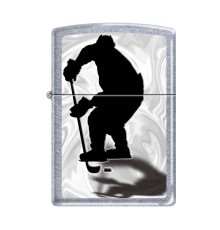 Зажигалка ZIPPO Хоккеист, с покрытием Street Chrome™, латунь/сталь, серебристая, 38x13x57 мм