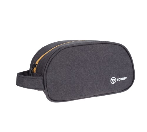 Несессер TORBER, дорожный, чёрный/бежевый, полиэстер 300D, 23 х 12 х 10 см