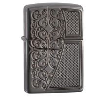 Зажигалка ZIPPO Armor™ с покрытием Black Ice®, латунь/сталь,чёрная, глянцевая, 37х13x58 мм