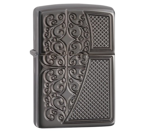 Зажигалка ZIPPO Armor™ с покрытием Black Ice®, латунь/сталь,чёрная, глянцевая, 37х13x58 мм