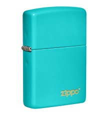 Зажигалка ZIPPO Classic с покрытием Flat Turquoise, латунь/сталь, бирюзовая, матовая, 38x13x57 мм