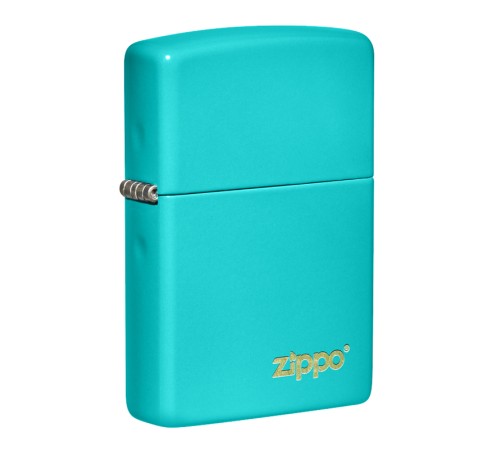 Зажигалка ZIPPO Classic с покрытием Flat Turquoise, латунь/сталь, бирюзовая, матовая, 38x13x57 мм