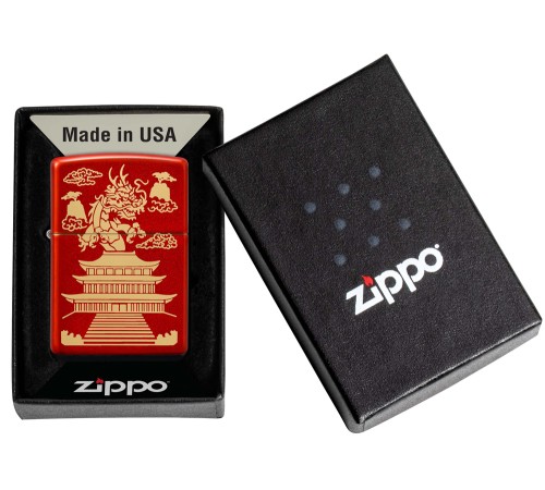 Зажигалка ZIPPO Eastern Design с покрытием Metallic Red, латунь/сталь, красная, 38x13x57 мм