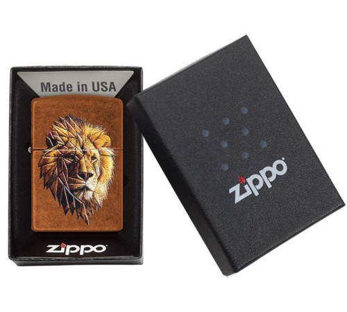 Зажигалка ZIPPO Polygonal Lion с покрытием Toffee™, латунь/сталь, медная, матовая, 36x12x56 мм
