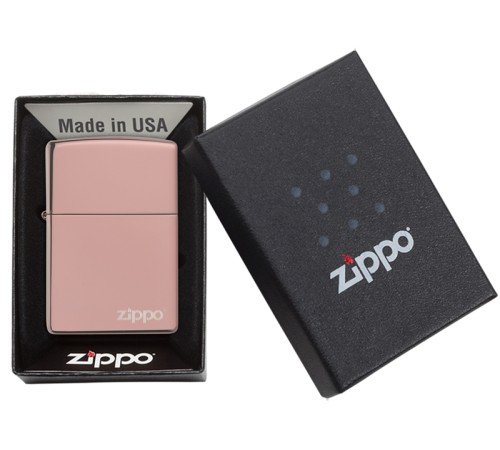 Зажигалка ZIPPO Classic с покрытием High Polish Rose Gold, латунь/сталь, розовое золото, 38x13x57 мм
