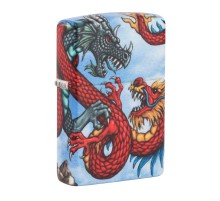 Зажигалка Zippo Dragon с покрытием White Matte, латунь/сталь, разноцветная, матовая, 38x13x57 мм
