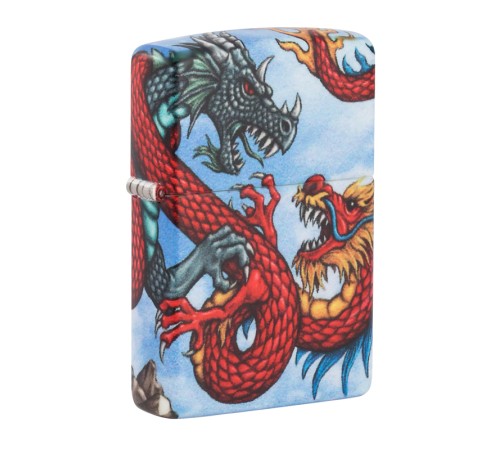 Зажигалка Zippo Dragon с покрытием White Matte, латунь/сталь, разноцветная, матовая, 38x13x57 мм
