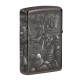 Зажигалка ZIPPO Knight  Fight с покрытием High Polish Black, латунь/сталь, чёрная, 38x13x57 мм
