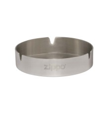 Пепельница ZIPPO, нержавеющая сталь, серебристая с фирменным логотипом, матовая, диаметр 10 см