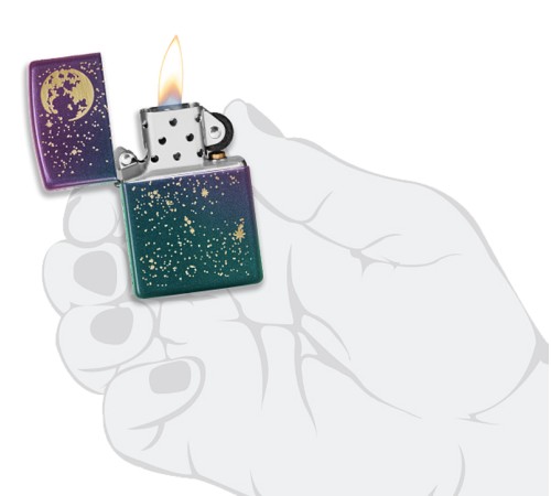 Зажигалка ZIPPO Starry Sky с покрытием Iridescent, латунь/сталь, фиолетовая, матовая, 38x13x57 мм