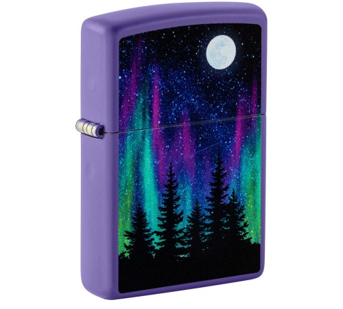 Зажигалка ZIPPO Night In The Forest с покрытием Purple Matte, латунь/сталь, фиолетовая, 38x13x57 мм