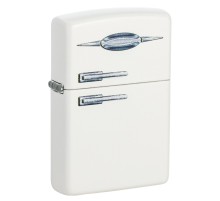 Зажигалка ZIPPO Retro Fridge Design с покрытием White Matte, латунь/сталь, серебристая, 38x13x57 мм
