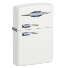 Зажигалка ZIPPO Retro Fridge Design с покрытием White Matte, латунь/сталь, серебристая, 38x13x57 мм
