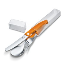 Набор из 3 столовых приборов VICTORINOX Swiss Classic: нож для овощей, вилка, ложка, оранжевый цвет