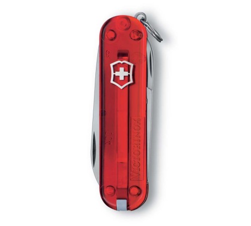 Нож-брелок VICTORINOX Classic SD, 58 мм, 7 функций, полупрозрачный красный