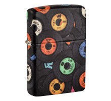 Зажигалка ZIPPO Records Design с покрытием 540 Matte, латунь/сталь, черная, 38x13x57 мм