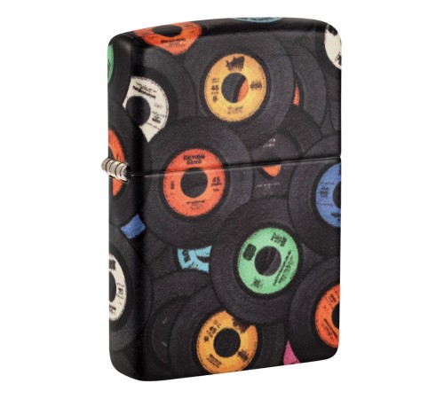 Зажигалка ZIPPO Records Design с покрытием 540 Matte, латунь/сталь, черная, 38x13x57 мм