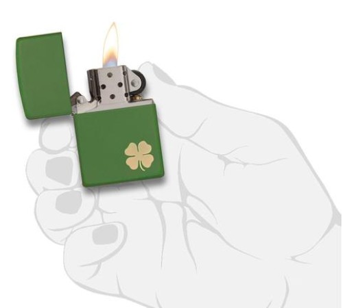 Зажигалка ZIPPO Classic с покрытием Moss Green Matte, латунь/сталь, зелёная, матовая, 36x12x56 мм