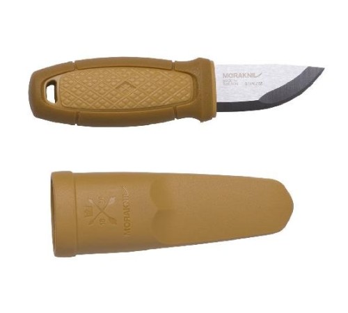 Нож Morakniv Eldris, нержавеющая сталь, цвет желтый, ножны, шнурок, огниво, 13523