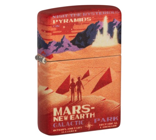 Зажигалка ZIPPO Mars Design с покрытием 540 Matte, латунь/сталь, красная, матовая, 38x13x57 мм