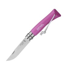 Нож Opinel №7 Trekking, нержавеющая сталь, кожаный темляк, розовый, 001791