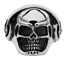 Кольцо ZIPPO, серебристое, в форме черепа, нержавеющая сталь, 2,5x2,6x0,6 см,  диаметр 19,7 мм