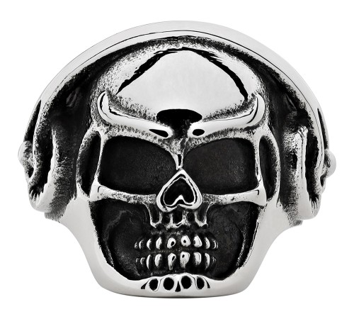 Кольцо ZIPPO, серебристое, в форме черепа, нержавеющая сталь, 2,5x2,6x0,6 см,  диаметр 19,7 мм