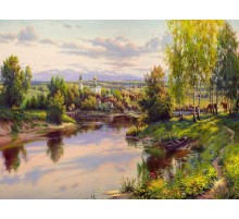 Картина мозаикой с нанесенной рамкой 40х50 ПРИЩЕПА. ВЕЧЕР (27 цветов)