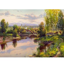 Картина мозаикой с нанесенной рамкой 40х50 ПРИЩЕПА. ВЕЧЕР (27 цветов)