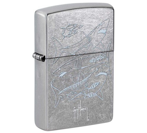Зажигалка ZIPPO Guy Harvey с покрытием Street Chrome, латунь/сталь, серебристая, 38x13x57 мм