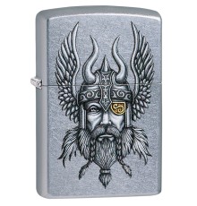 Зажигалка ZIPPO Viking Warrior с покрытием Street Chrome™, латунь/сталь, серебристая, 38x13x57 мм