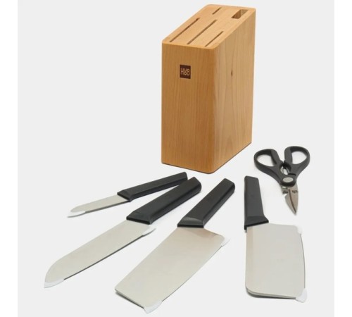 Набор из 4-х ножей, ножниц и деревянной подставки Xiaomi Mi Huohou