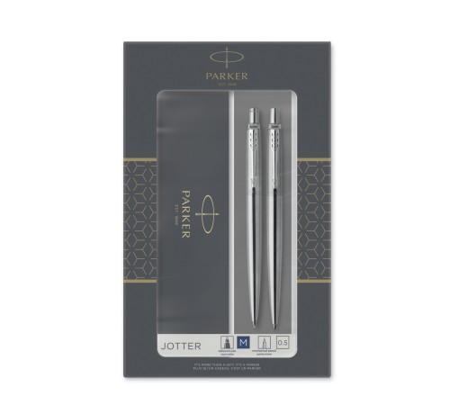 Подарочный набор Parker: Jotter Core Stainless Steel CT - ручка шариковая и карандаш