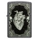 Зажигалка ZIPPO Heart Design с покрытием Iron Stone, латунь/сталь, серая, 38x13x57 мм