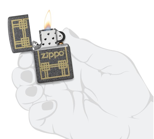 Зажигалка ZIPPO с покрытием Iron Stone, латунь/сталь, серая, матовая, 38x13x57 мм