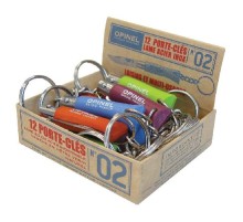 Набор-дисплей 12 шт: нож-брелок Opinel №2, нержавеющая сталь, голубой/оранжевый/зеленый/фиолетовый, 001429