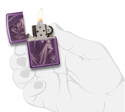 Зажигалка ZIPPO Anne Stokes с покрытием Abyss™, латунь/сталь, сиреневая, глянцевая, 38x13x57 мм