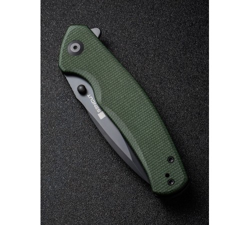 Складной нож SENCUT Slashkin D2 Steel Black Handle Green Canvas Micarta