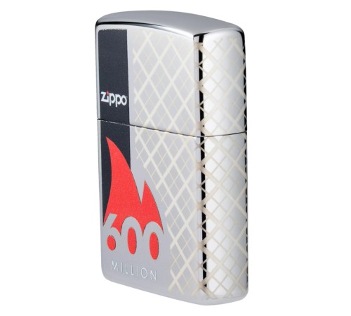 Зажигалка ZIPPO 600 Million с покрытием High Polish Chrome, латунь/сталь, серебристая, 38x13x57 мм