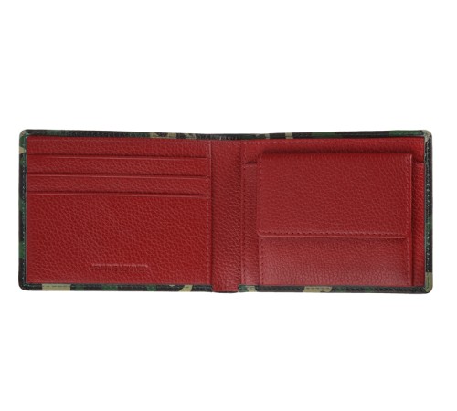 Портмоне ZIPPO, зелёно-чёрный камуфляж, натуральная кожа, 10,8×2,5×8,6 см