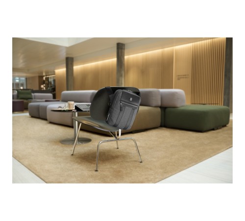 Сумка через плечо VICTORINOX Architecture Urban 2 Crossbody Bag,серый, полиэстер/кожа, 9x22x28 см,6л