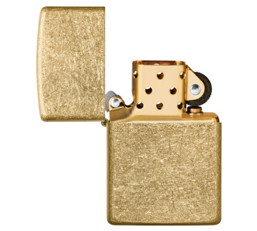 Зажигалка ZIPPO Classic с покрытием Tumbled Brass, латунь/сталь, золотистая, матовая, 38x13x57 мм