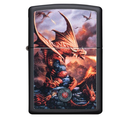 Зажигалка ZIPPO Anne Stokes с покрытием Black Matte, латунь/сталь, чёрная, матовая, 38x13x57 мм