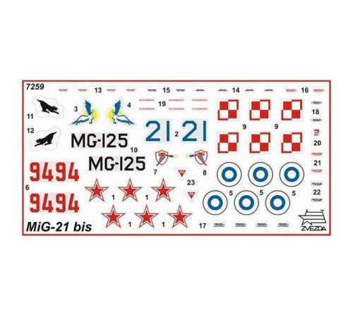 Сборная модель ZVEZDA Советский истребитель МиГ-21БИС, 1/72